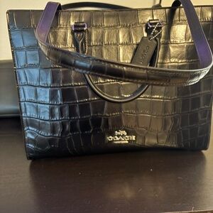 Coach Black Croc Embossed large Maggie Tote